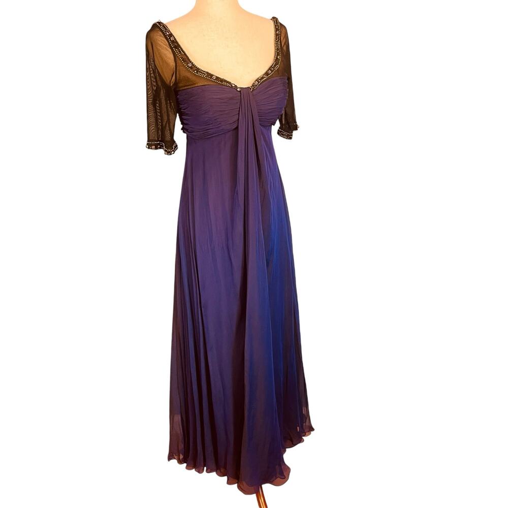 Badgley Mischka Purple and Black Evening Dress
